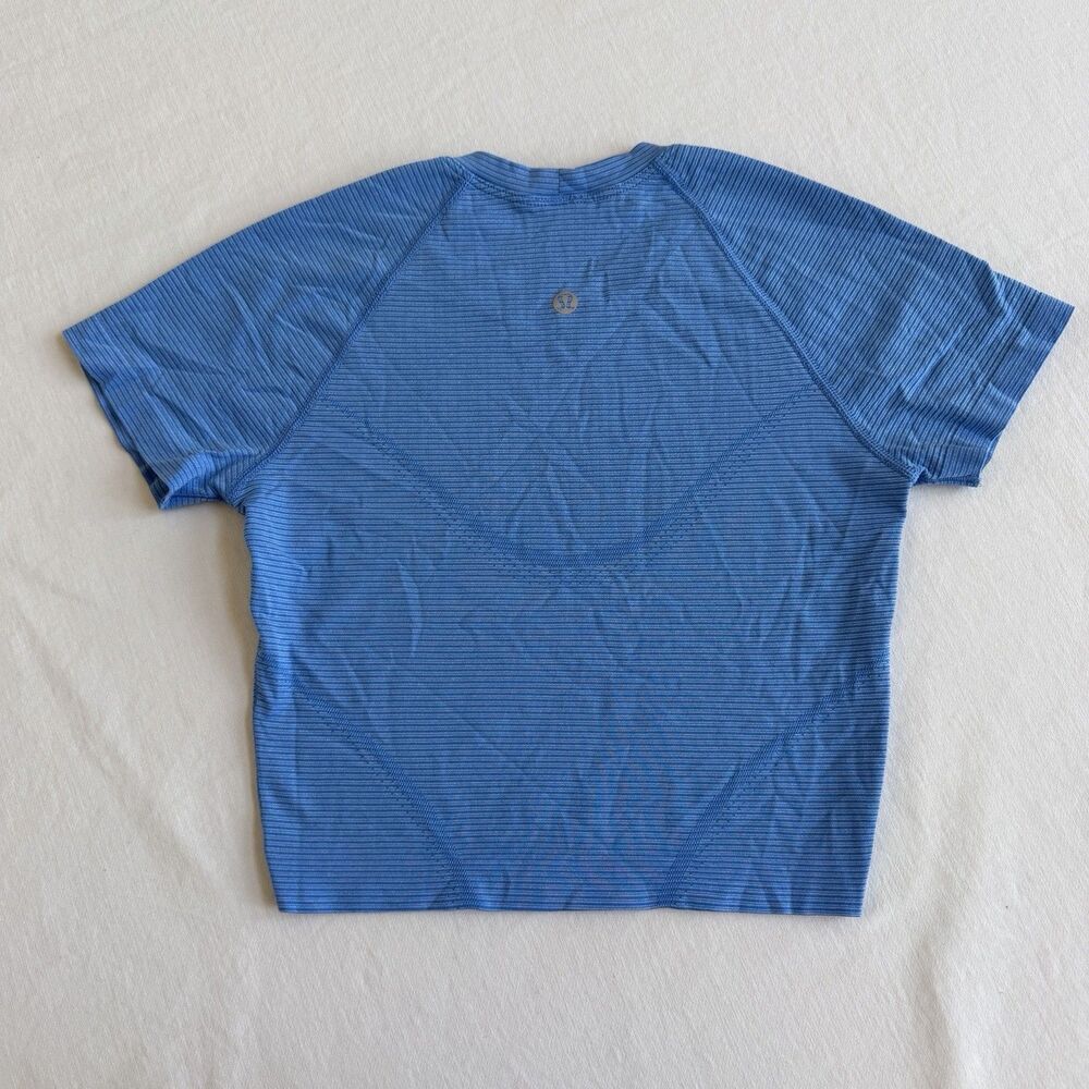 Lululemon Swifty Tech 2.0 Cropped T-Shirt Blue Wee Stripe Size 4
